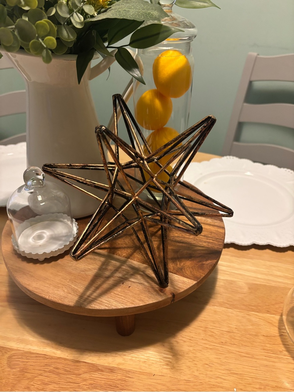 Metal Geometric Star Sculpture in Antique Gold - Home Accents Decor